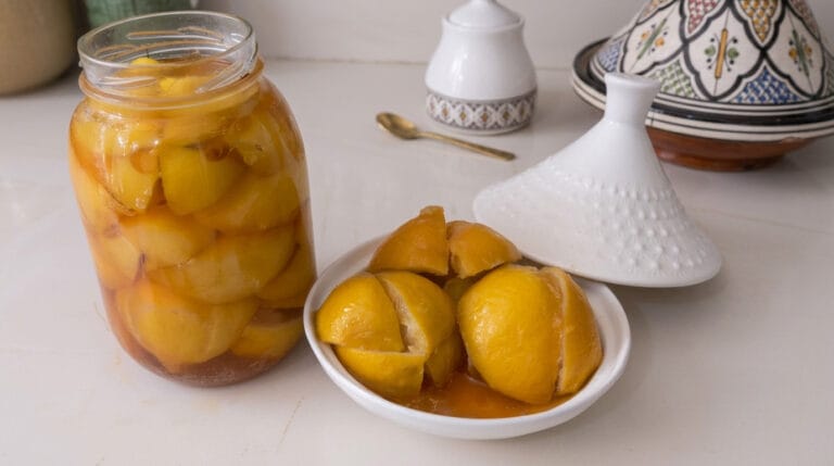 Preserved lemons served in a small tagine