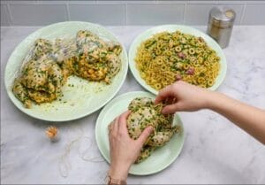 Moroccan Stuffed Chicken with chines Vermicelli
