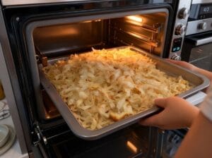 Placing the trid strips on a baking tray