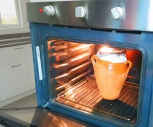 Cooking Tangia in an electric oven