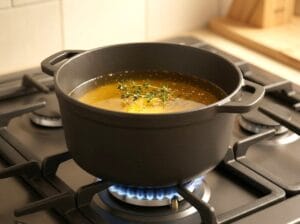 A pot of melted butter infused with wild thyme (za'atar)