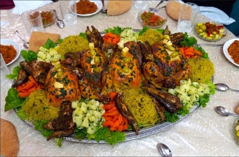 Moroccan Stuffed Chicken with chines Vermicelli