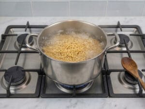 A pot for cooking quick-cooking wheat