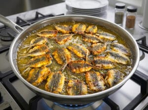Sardines stuffed with Moroccan chermoula and fried in oil