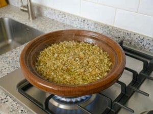 Tagine filled with golden caramelized onions
