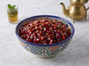 Cubed beetroot with peeled diced tomatoes and finely chopped parsley