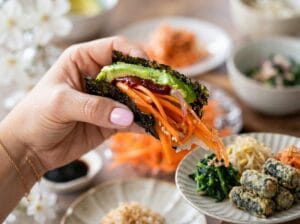 Nori wrap (carrot and avocado hand roll) Morkovcha Salad