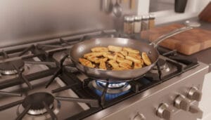 A pan with golden-brown chicken strips